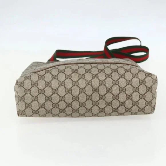 GUCCI GG Supreme Web Sherry Line Tote Bag PVC Beige Red 39 02 003 Auth ka492 - Picture 10 of 15